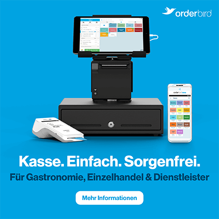 oderbird kassensystem mit kartenleser, all-in-one-gerät, kassenschublade und monitor